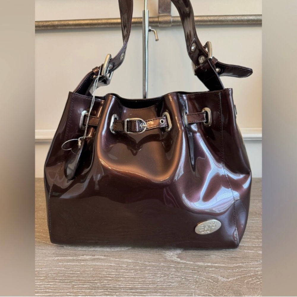 Elegant Brown Patent Leather Handbag